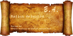 Balics Arisztid névjegykártya